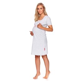 Kokvilnas naktskrekls grūtniecēm un barojošām "Ameli" light grey