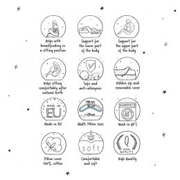 Barošanas spilvens, pakavs 190 cm "Leaf prints" 