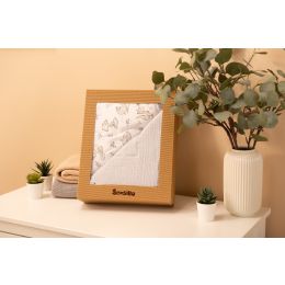 Muslīna un kokvilnas pleds un spilvens zīdainim "Foxy" pelēks