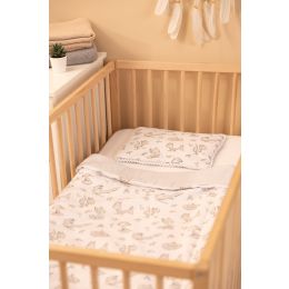 Muslīna un kokvilnas pleds un spilvens zīdainim "Foxy" pelēks