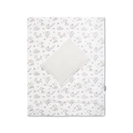 Muslīna un kokvilnas pleds un spilvens zīdainim "Foxy" pelēks