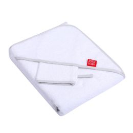 Bērnu dvielis ar mazgāšanai "Blank" 80x80 cm balts ar pelēku