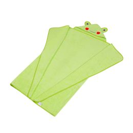 Dvielis ar kapuci  "Frog" 120x100cm  zaļš
