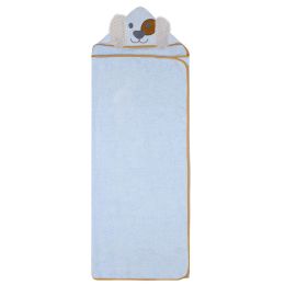 Dvielis ar kapuci  "Dog" 120x100cm  zils