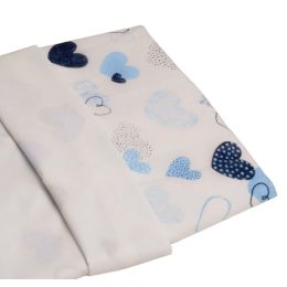 Flaneļa autiņš ūdens necaurlaidīgi Maxi 45x115cm  "Heart blue"