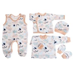 Kūdikio kraitelis - drabužėliai naujagimiui "Jumbo" 5 dalių smėlio spalvos