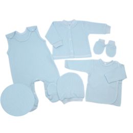 Kūdikio kraitelis - drabužėliai naujagimiui "Natural blue" 5 dalių 