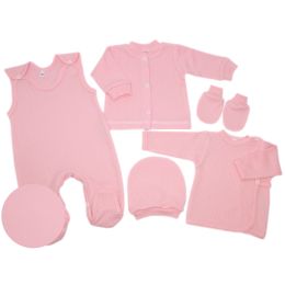 Kūdikio kraitelis - drabužėliai naujagimiui "Natural pink " 5 dalių 